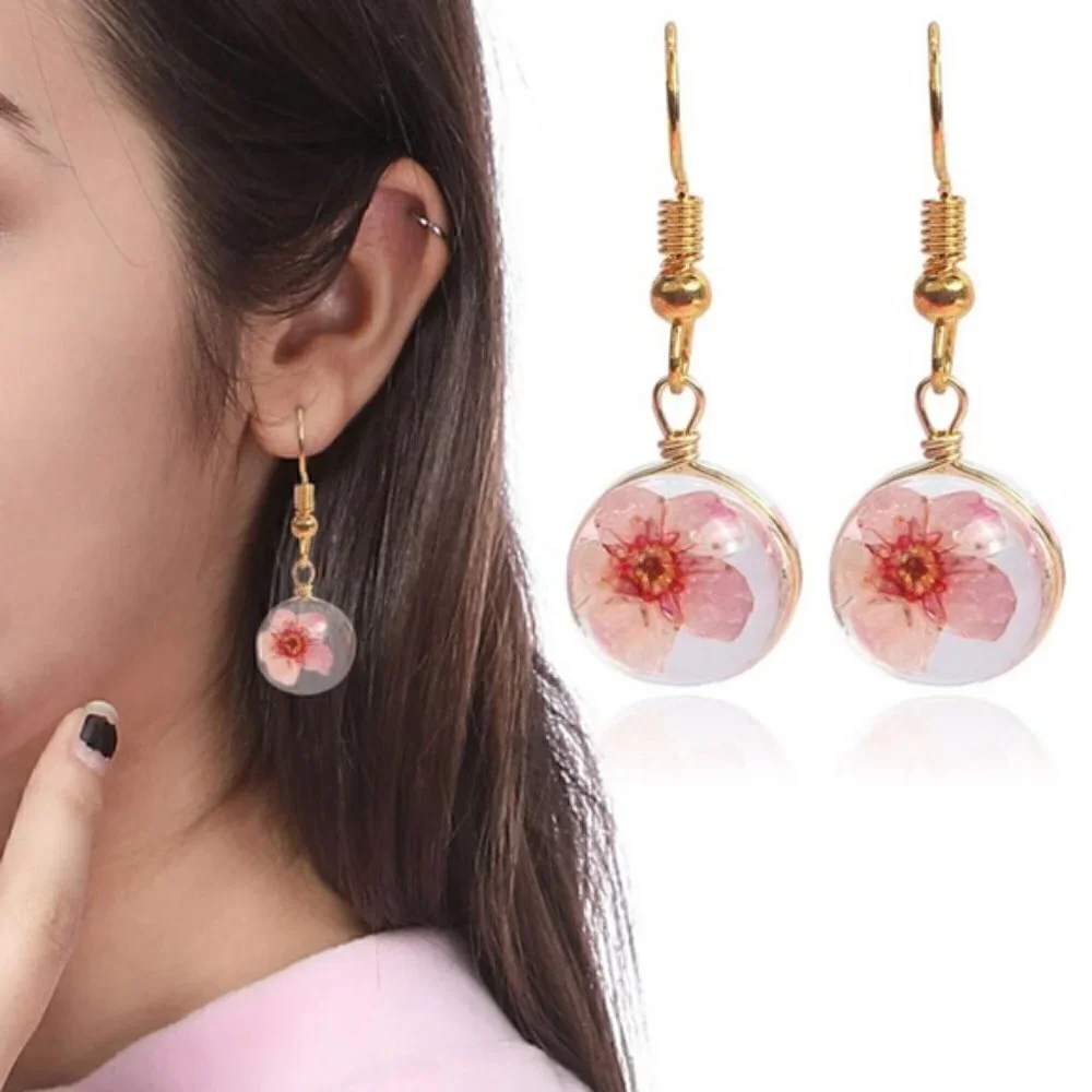 Dried Flowers Glass Crystal earrings jewelry
